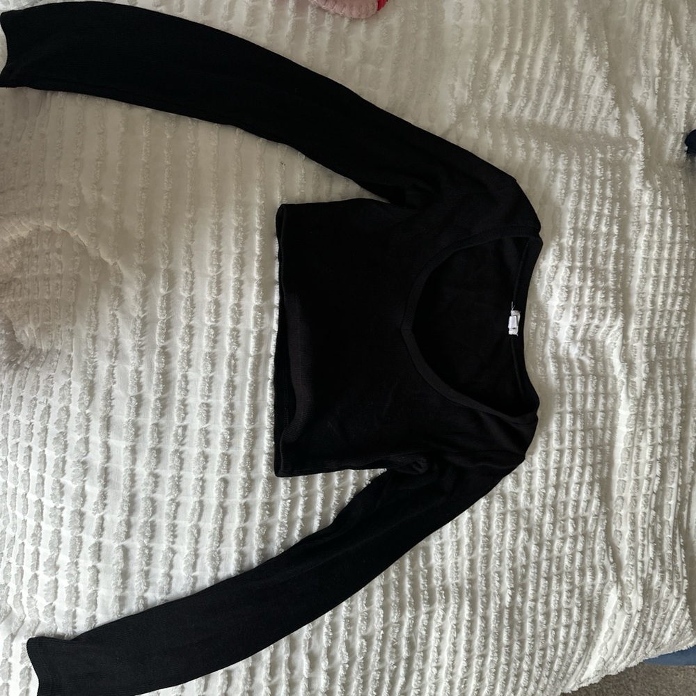 Garage Black Fitted Crop Blouse